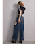 ハイウエストサイドオープンデニムワイドパンツ