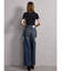ハイウエストサイドオープンデニムワイドパンツ