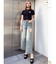 ハイウエストサイドオープンデニムワイドパンツ