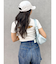 BACK OPENハーフスリーブPOLOニットトップス
