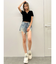 ハイウエストJUBEYO bijouデニムショートパンツ