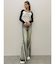 ハイウエストSIDEフリンジフレアデニムパンツ