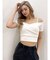 ハーフスリーブカシュクールオフショルショートトップス