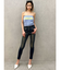 ハイウエストフロントZIPベルトデザインスキニーデニムパンツ