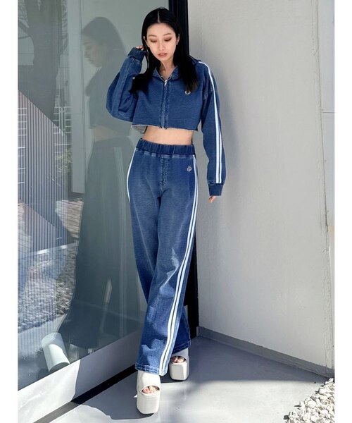GD SIDE 2ラインカットデニムワイドパンツ【SETUP着用可