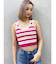 ボーダーノースリPOLOニットトップス