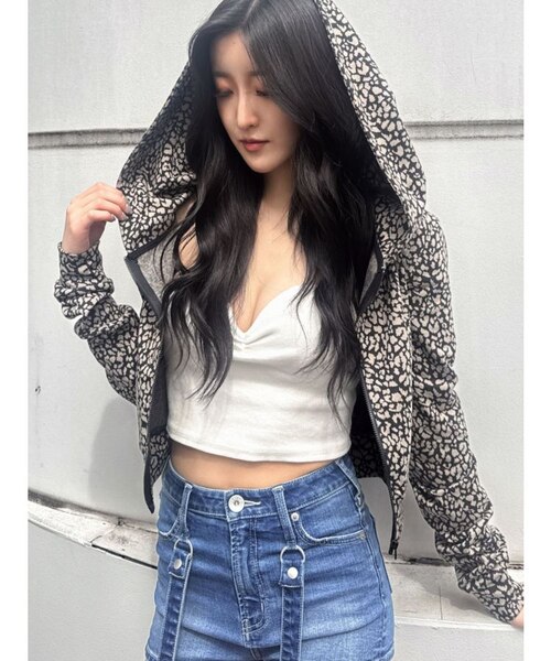 leopard printショートパーカー｜ジェイダの通販｜&mall（アンド