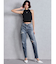 ハイウエストVintage Edge ダメージストレートデニムパンツ