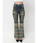 ハイウエストTIERED FRINGEフレアデニムパンツ