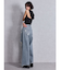 ハイウエストSIDE straight line damageワイドデニムパンツ