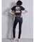 ハイウエストウエストクロススキニーデニムパンツ