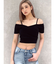 ハーフスリーブカシュクールオフショルショートトップス