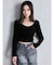VELOUR RIB BACK CROSS TOPS