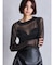 mock neck shiny sheerトップス