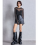 mock neck shiny sheerトップス