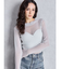 mock neck shiny sheerトップス
