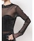 mock neck shiny sheerトップス