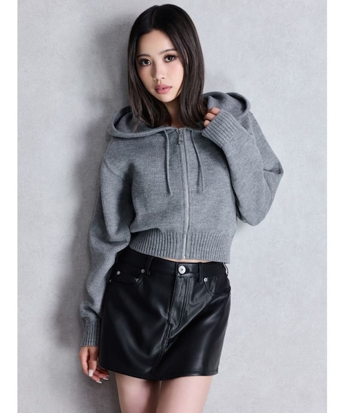 ジェイダ　ニット　 パーカー 　新品 GYDA ニットショートZIP UPパーカー｜ジェイダの通販｜&mall