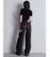 ハイウエスト tear up damageストレートワイドデニムパンツ