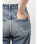 ハイウエスト tear up damageストレートワイドデニムパンツ