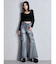 ハイウエスト strap cargo designフレアデニムパンツ