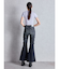 ハイウエスト strap cargo designフレアデニムパンツ