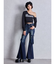 ハイウエスト strap cargo designフレアデニムパンツ