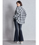 processing checkered print looseシャツ