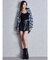 processing checkered print looseシャツ