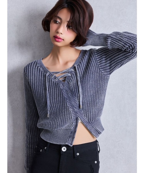 pium レースアップチョーカートップス セットアップ レースアップ