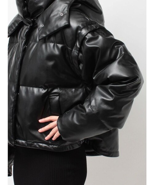 2WAYフェイクレザーミドル丈ダウンコート｜ジェイダの通販｜&mall