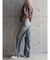 【TINY】ハイウエストKNEEダメージワイドデニムパンツ