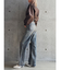 【TINY】ハイウエストKNEEダメージワイドデニムパンツ