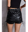 GG drawstring fake leatherショートパンツ