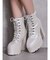 shiny lace upタンクソールショートブーツ