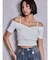 ハーフスリーブカシュクールオフショルショートトップス