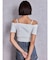 ハーフスリーブカシュクールオフショルショートトップス