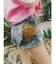 ジャストウエストGYDA bijou sublimation printingデニムショートパンツ