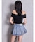 ハイウエストレイヤードプリーツスカートライクデニムショートパンツ