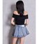 ハイウエストレイヤードプリーツスカートライクデニムショートパンツ