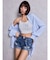 ジャストウエストGYDA chainダメージデニムショートパンツ
