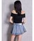 Gyda bijouサイドラインオフショルショートTOPS