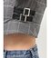 ZIP designフェイクレザードッキングラメcheckブラウス