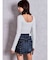 ハイウエストCURVE LINEスカートライクデニムショートパンツ