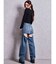 ハイウエストBACK OPEN BARREL LEGデニムパンツ