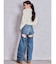 ハイウエストBACK OPEN BARREL LEGデニムパンツ