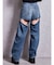 ハイウエストBACK OPEN BARREL LEGデニムパンツ