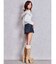 ハイウエストフリンジデザインスカートライクデニムショートパンツ