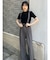 フェイクレザーベルトサスペンダーパンツ