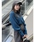 クルーネックボリュームスリーブニット